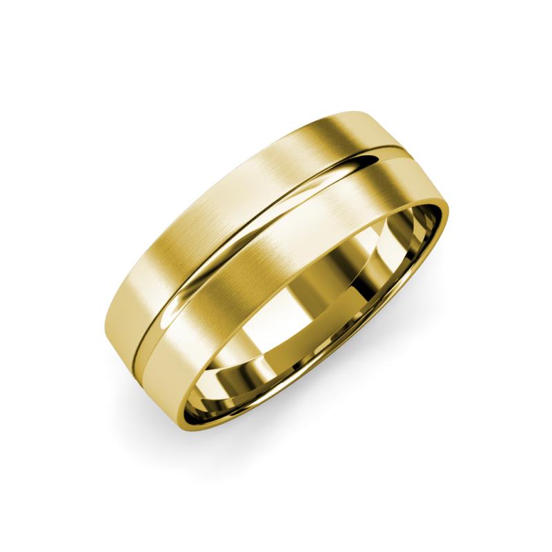 Ezalor Satin Finish Center Ridge Wedding Band Satin Finish Center Ridge Wedding Band in K Yellow Gold