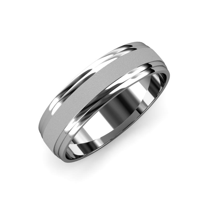 Alain Glass Finish Step Edge Wedding Band Glass Finish Step Edge Wedding Band in Platinum