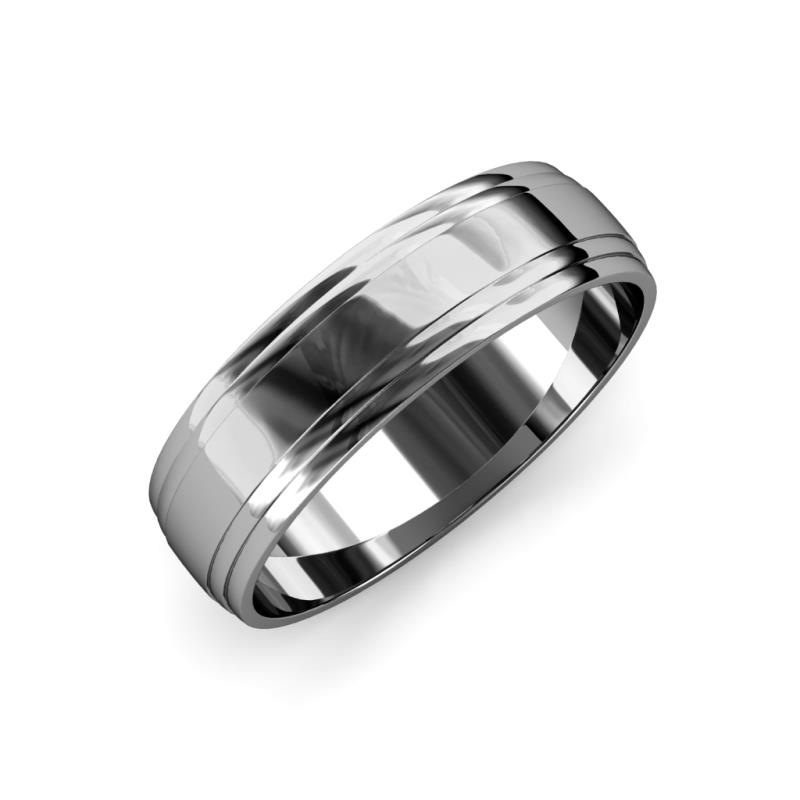 Alain High Polish Step Edge Wedding Band High Polish Step Edge Wedding Band in Platinum
