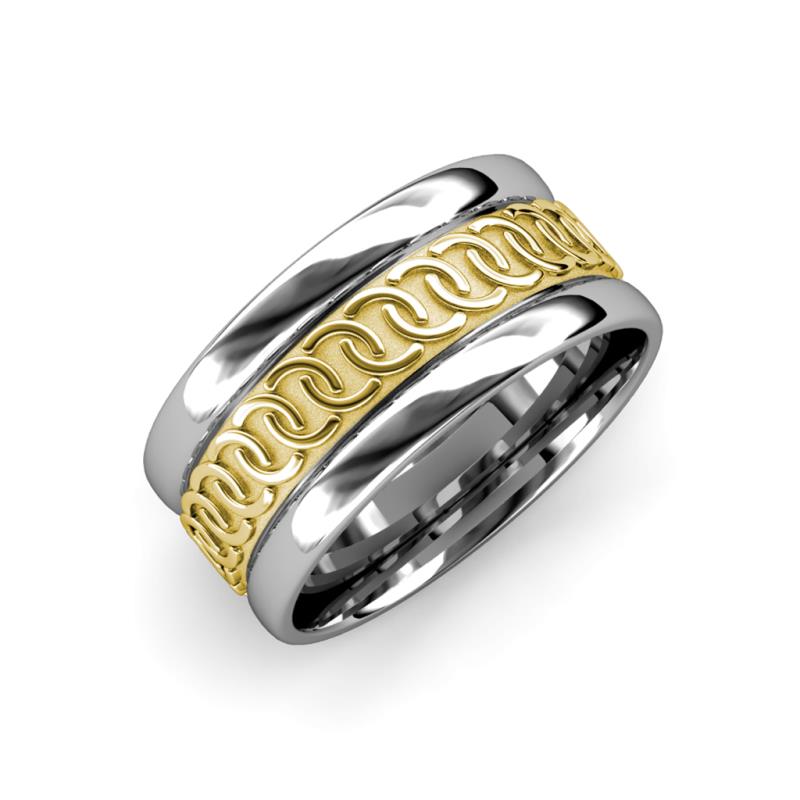 Eavan High Polish Two Tone Celtic Wedding Band High Polish Two Tone Unisex Celtic Wedding Band in K Yellow Gold