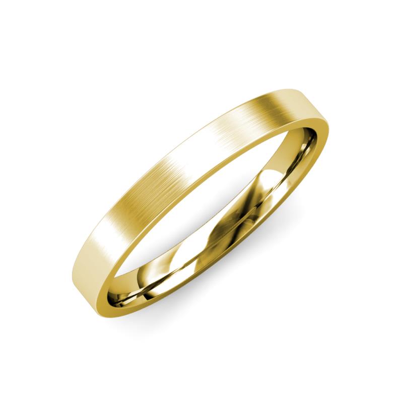 Aidan Satin Finish Flat Comfort Fit Unisex Wedding Band Satin Finish Flat Comfort Fit Unisex Wedding Band in K Yellow Gold