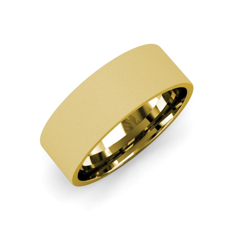 Aidan Glass Finish Flat Comfort Fit Unisex Wedding Band Glass Finish Flat Comfort Fit Unisex Wedding Band in K Yellow Gold