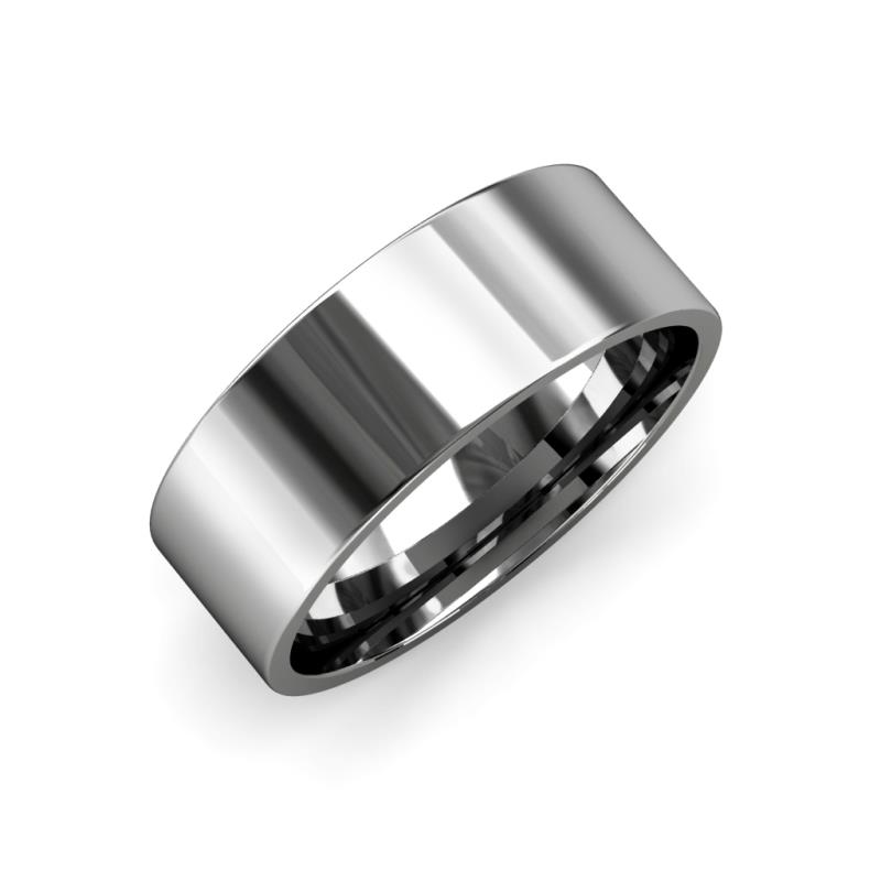 Aidan High Polish Flat Comfort Fit Unisex Wedding Band High Polish Flat Comfort Fit Unisex Wedding Band in K White Gold