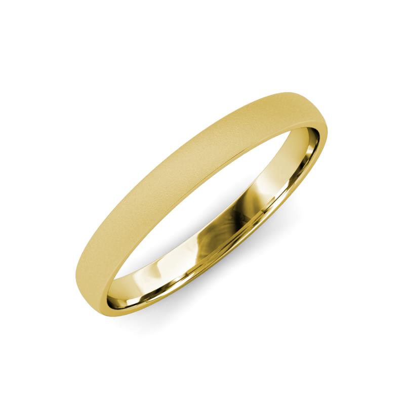 Valerio Glass Finish Dome Wedding Band Glass Finish Plain Dome Wedding Band in K Yellow Gold