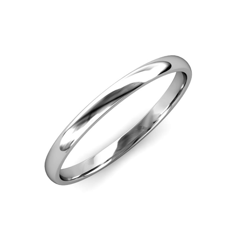Valerio High Polish Dome Wedding Band High Polish Plain Dome Wedding Band in K White Gold