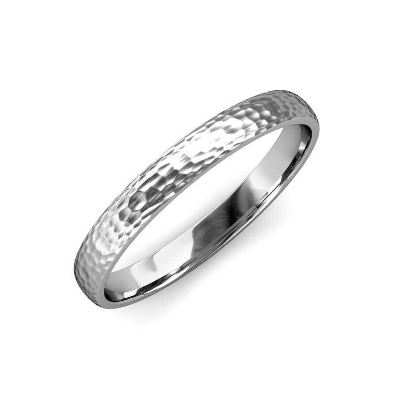 Valerio Hammer Finish Dome Wedding Band Hammer Finish Dome Wedding Band in K White Gold