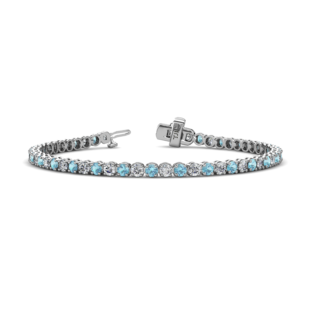 Izarra Aquamarine and Lab Grown Diamond (2.90 mm) Eternity Tennis Bracelet 