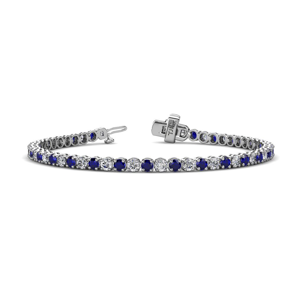 Izarra Blue Sapphire and Lab Grown Diamond (2.90 mm) Eternity Tennis Bracelet 