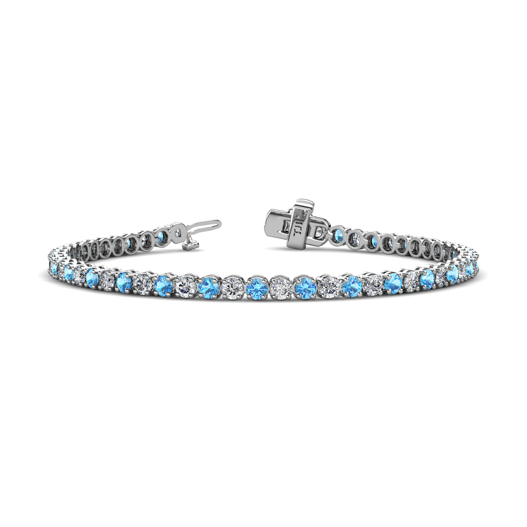 Izarra Blue Topaz and Lab Grown Diamond (2.90 mm) Eternity Tennis Bracelet 