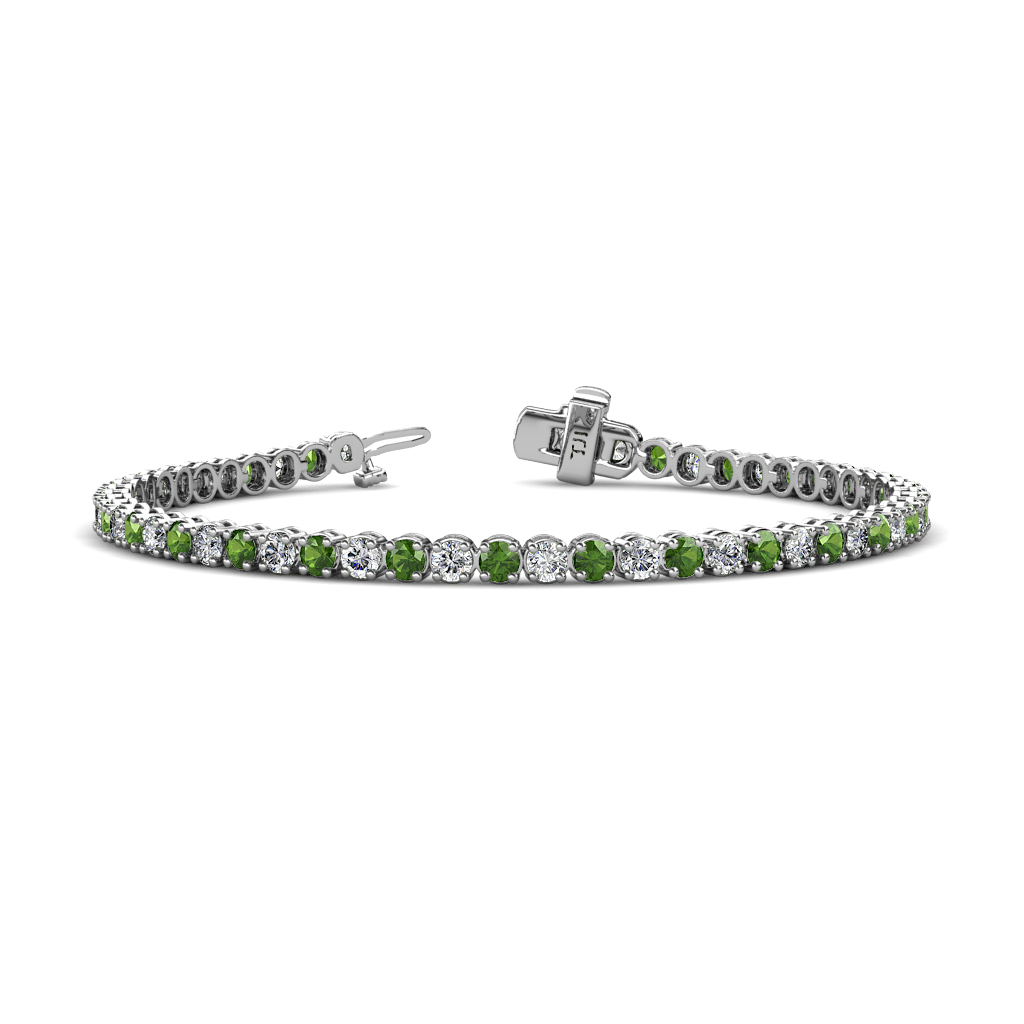 Izarra Green Garnet and Lab Grown Diamond (2.90 mm) Eternity Tennis Bracelet 