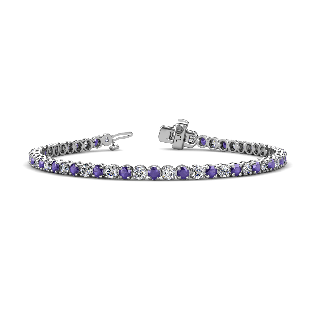 Izarra Iolite and Lab Grown Diamond (2.90 mm) Eternity Tennis Bracelet 