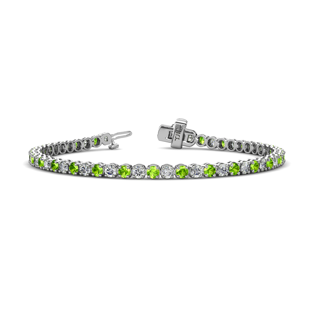 Izarra Peridot and Lab Grown Diamond (2.90 mm) Eternity Tennis Bracelet 