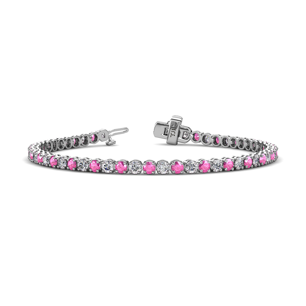 Izarra Pink Sapphire and Lab Grown Diamond (2.90 mm) Eternity Tennis Bracelet 