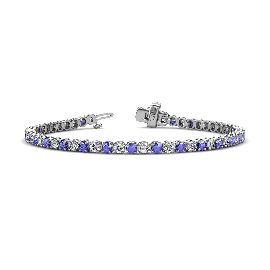 Izarra Tanzanite and Lab Grown Diamond (2.90 mm) Eternity Tennis Bracelet 