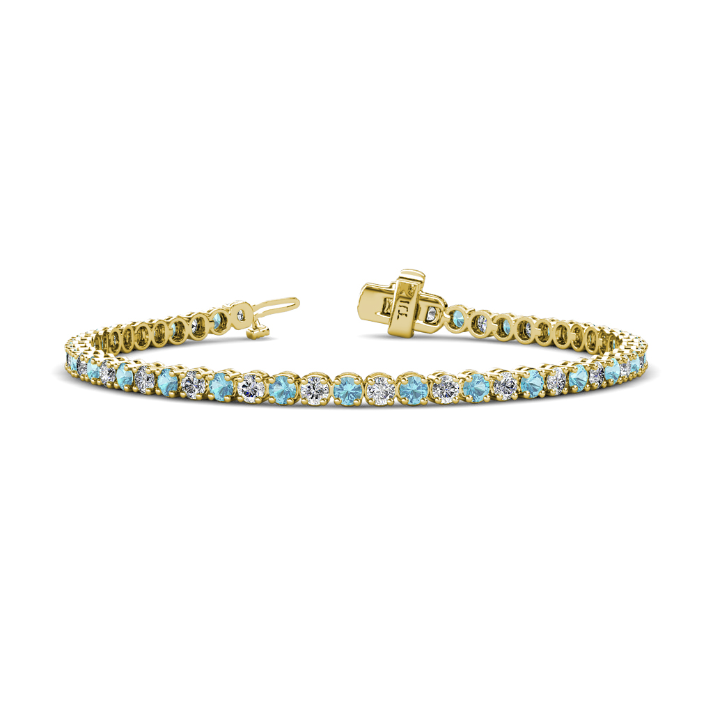 Izarra Aquamarine and Lab Grown Diamond (2.90 mm) Eternity Tennis Bracelet 