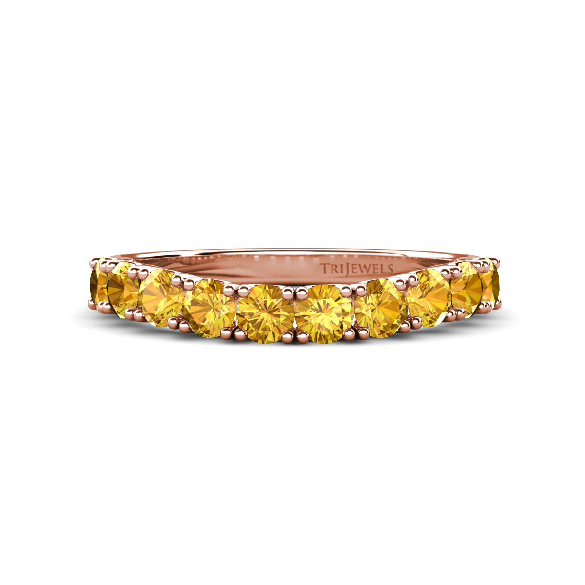 Zevara 0.75 ctw Round Citrine Women Stackable Curved Wedding Band 