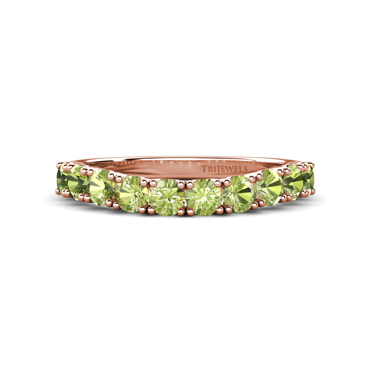 Zevara 1.05 ctw Round Peridot Women Stackable Curved Wedding Band 