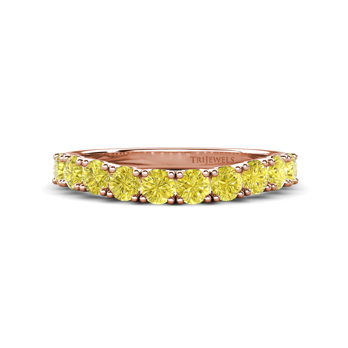 Zevara 0.90 ctw Round Yellow Diamond Women Stackable Curved Wedding Band 