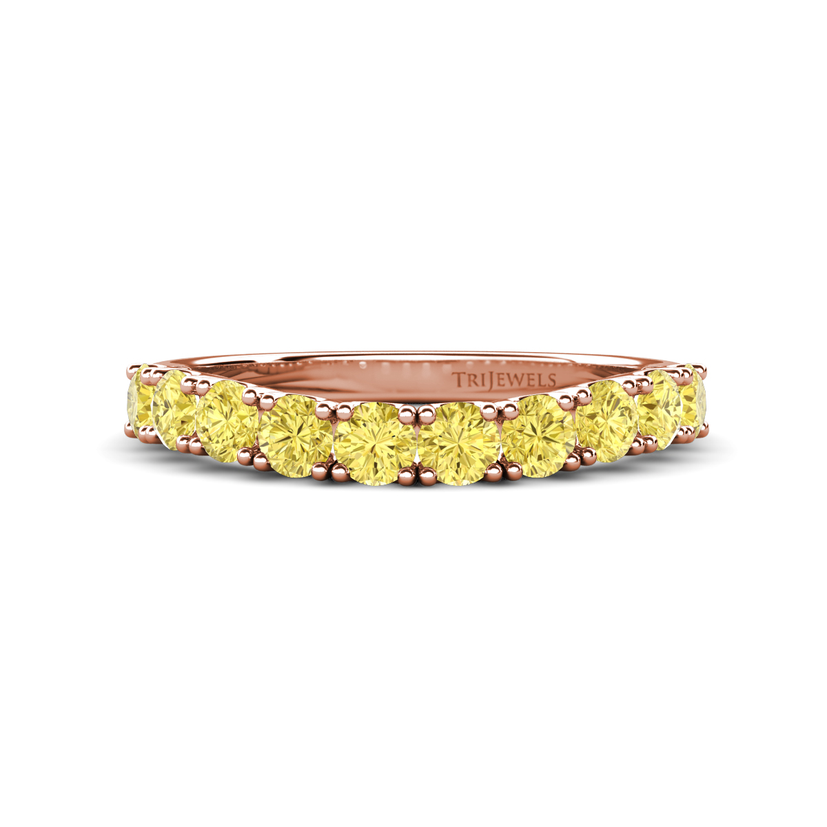 Zevara 1.00 ctw Round Yellow Sapphire Women Stackable Curved Wedding Band 