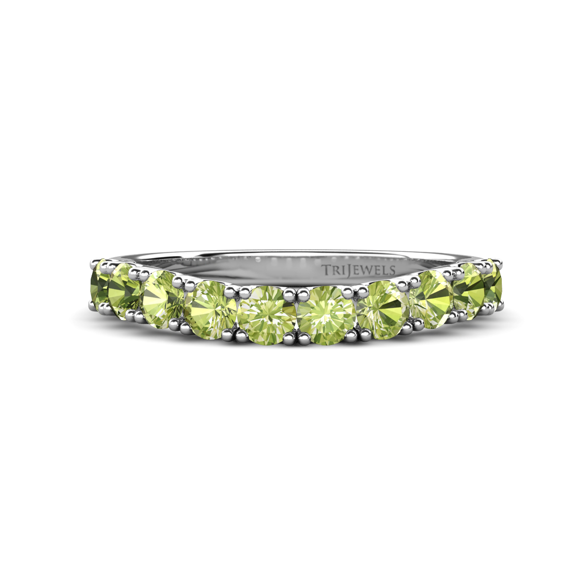Zevara 1.05 ctw Round Peridot Women Stackable Curved Wedding Band 