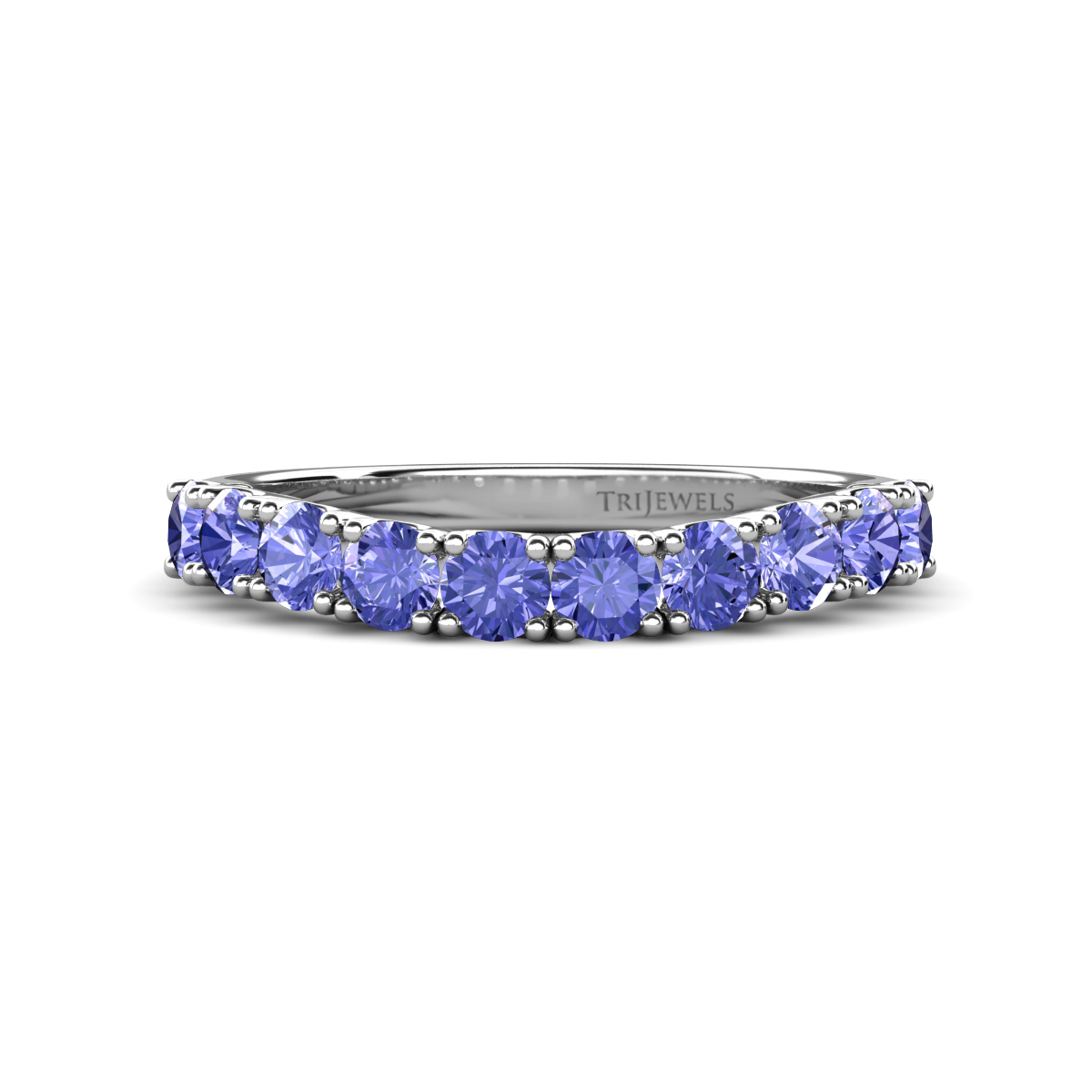 Zevara 0.90 ctw Round Tanzanite Women Stackable Curved Wedding Band 