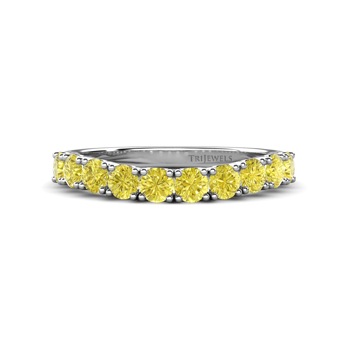 Zevara 0.90 ctw Round Yellow Diamond Women Stackable Curved Wedding Band 