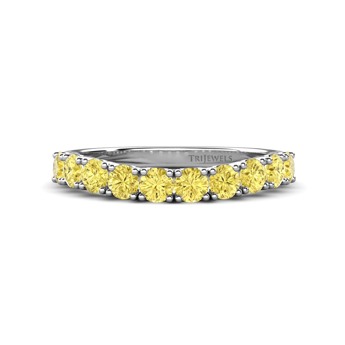 Zevara 1.00 ctw Round Yellow Sapphire Women Stackable Curved Wedding Band 