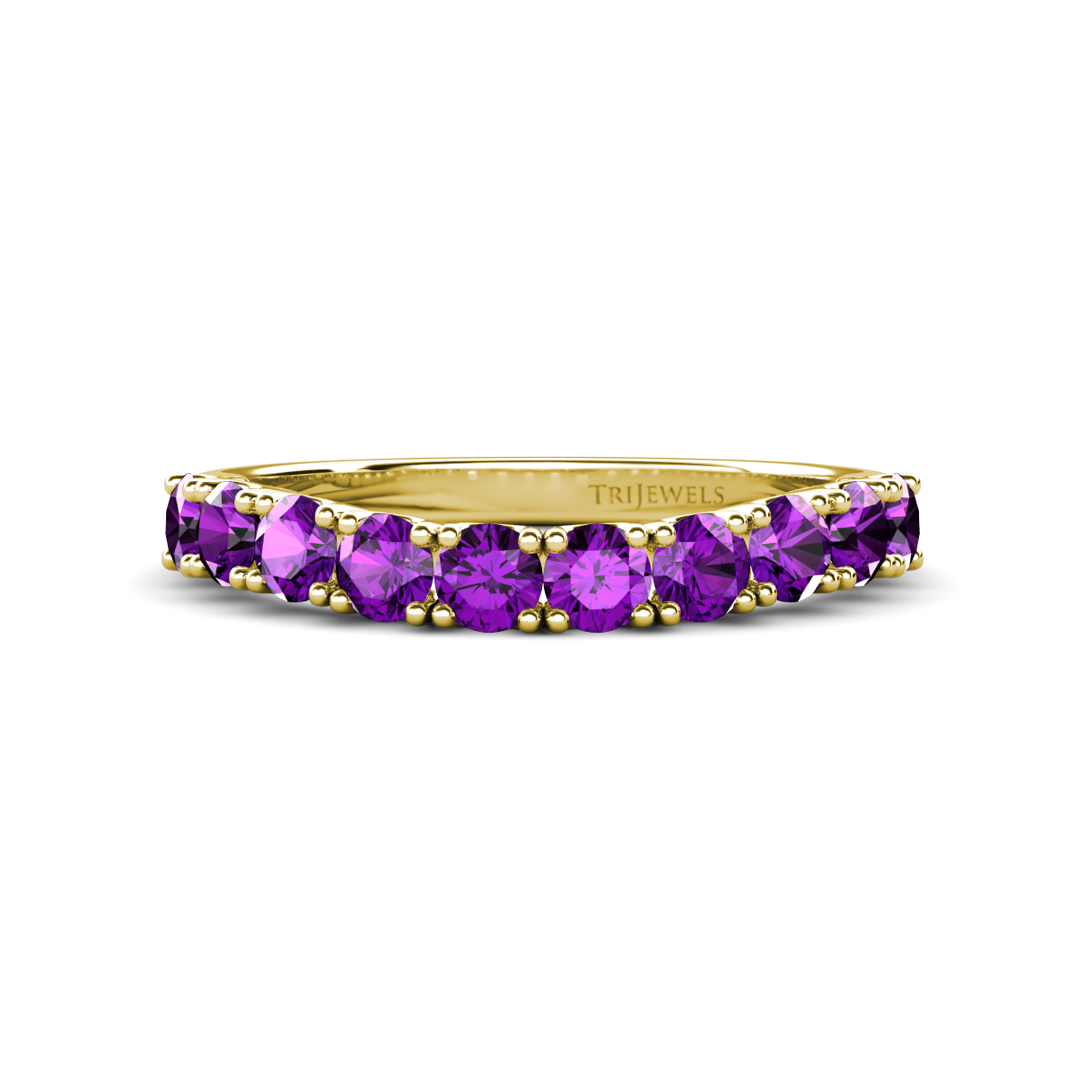Zevara 0.75 ctw Round Amethyst Women Stackable Curved Wedding Band 