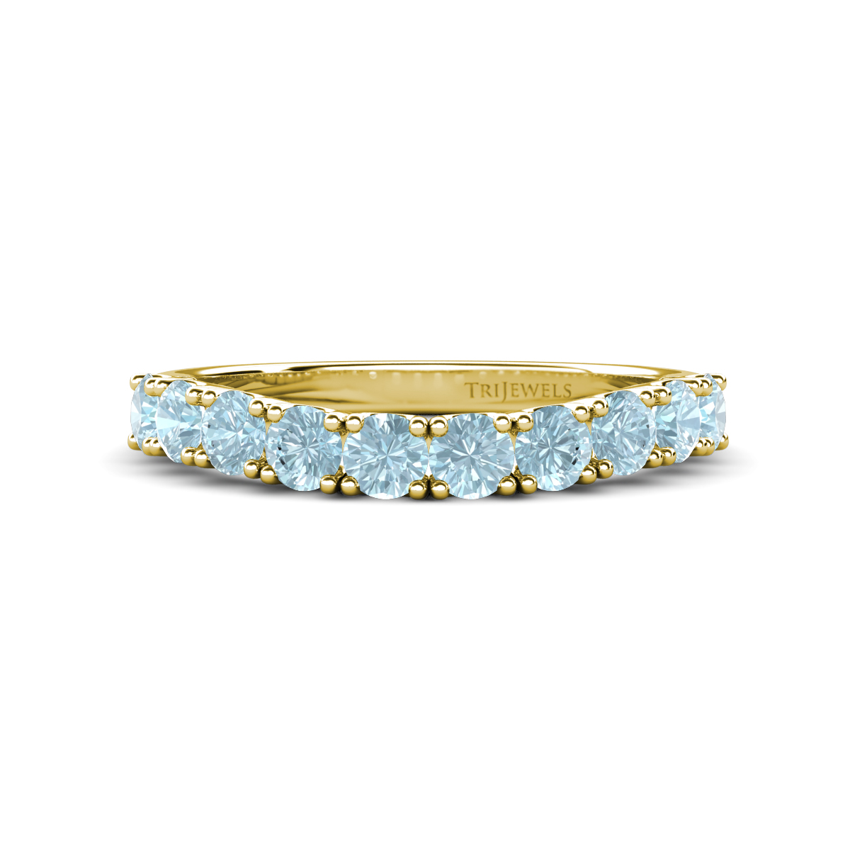 Zevara 0.75 ctw Round Aquamarine Women Stackable Curved Wedding Band 