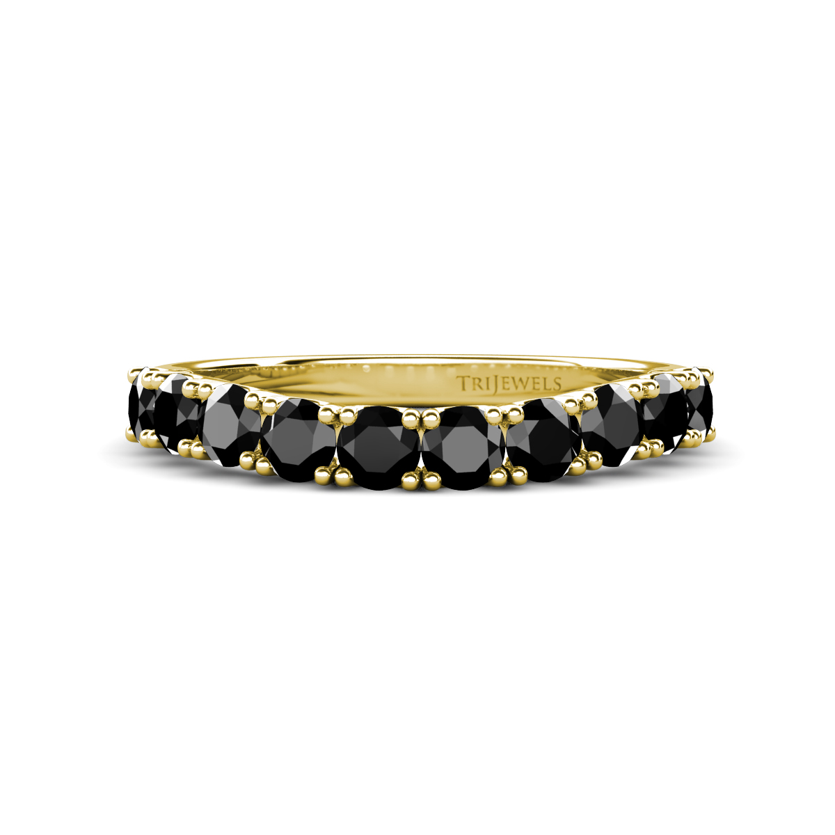 Zevara 1.00 ctw Round Black Diamond Women Stackable Curved Wedding Band 