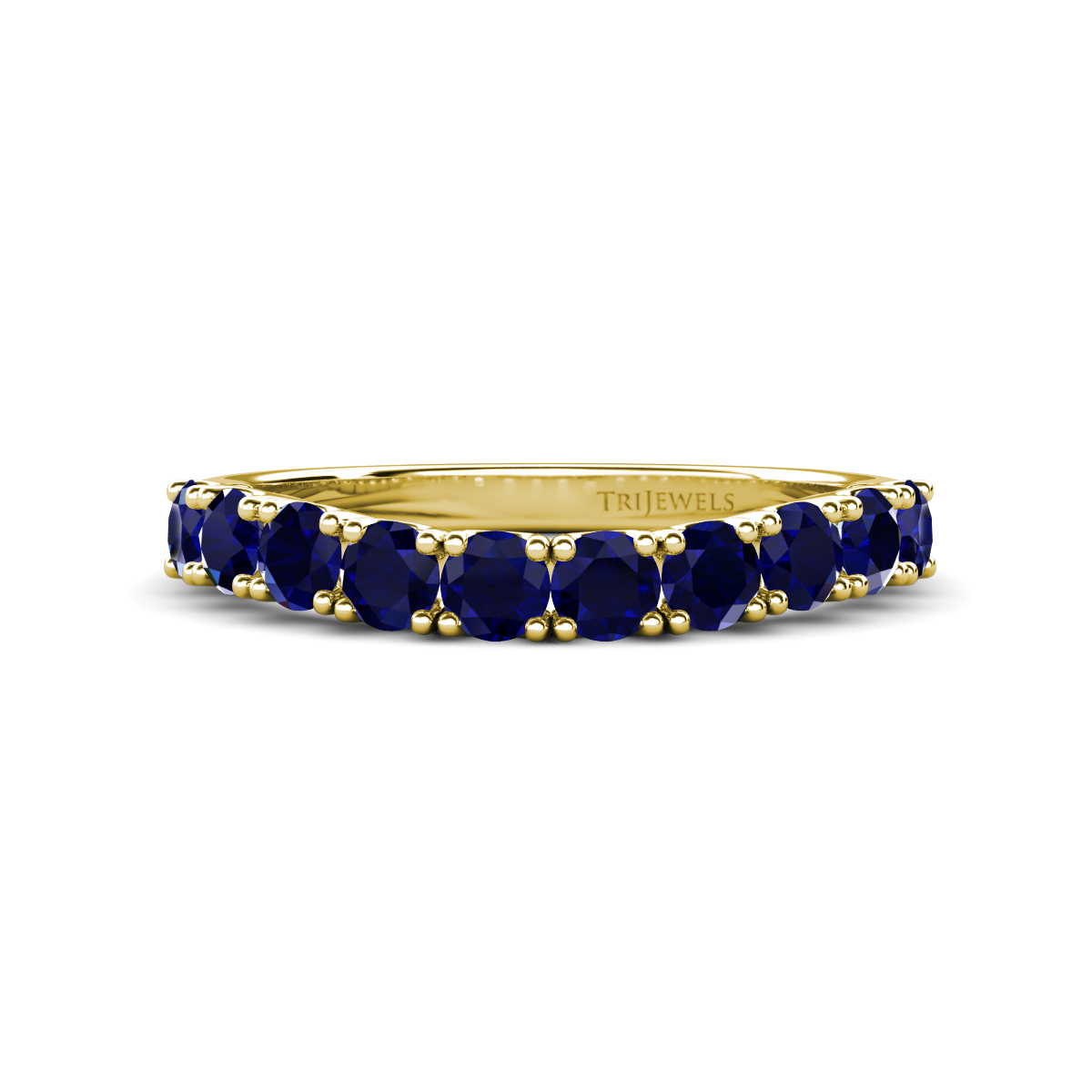 Zevara 1.10 ctw Round Blue Sapphire Women Stackable Curved Wedding Band 