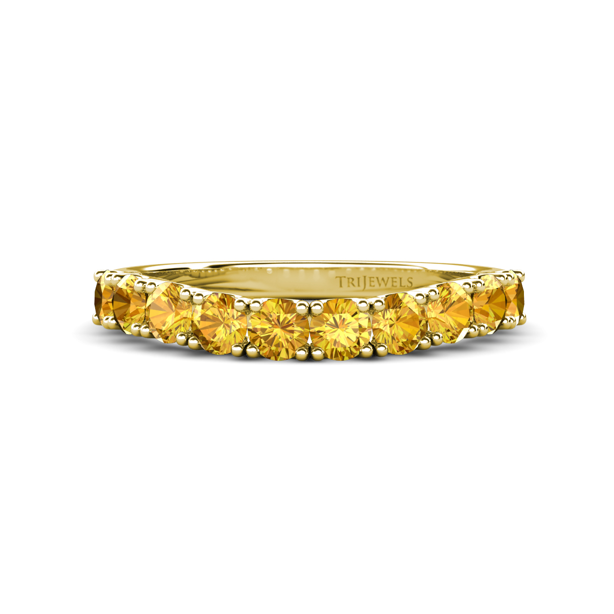 Zevara 0.75 ctw Round Citrine Women Stackable Curved Wedding Band 
