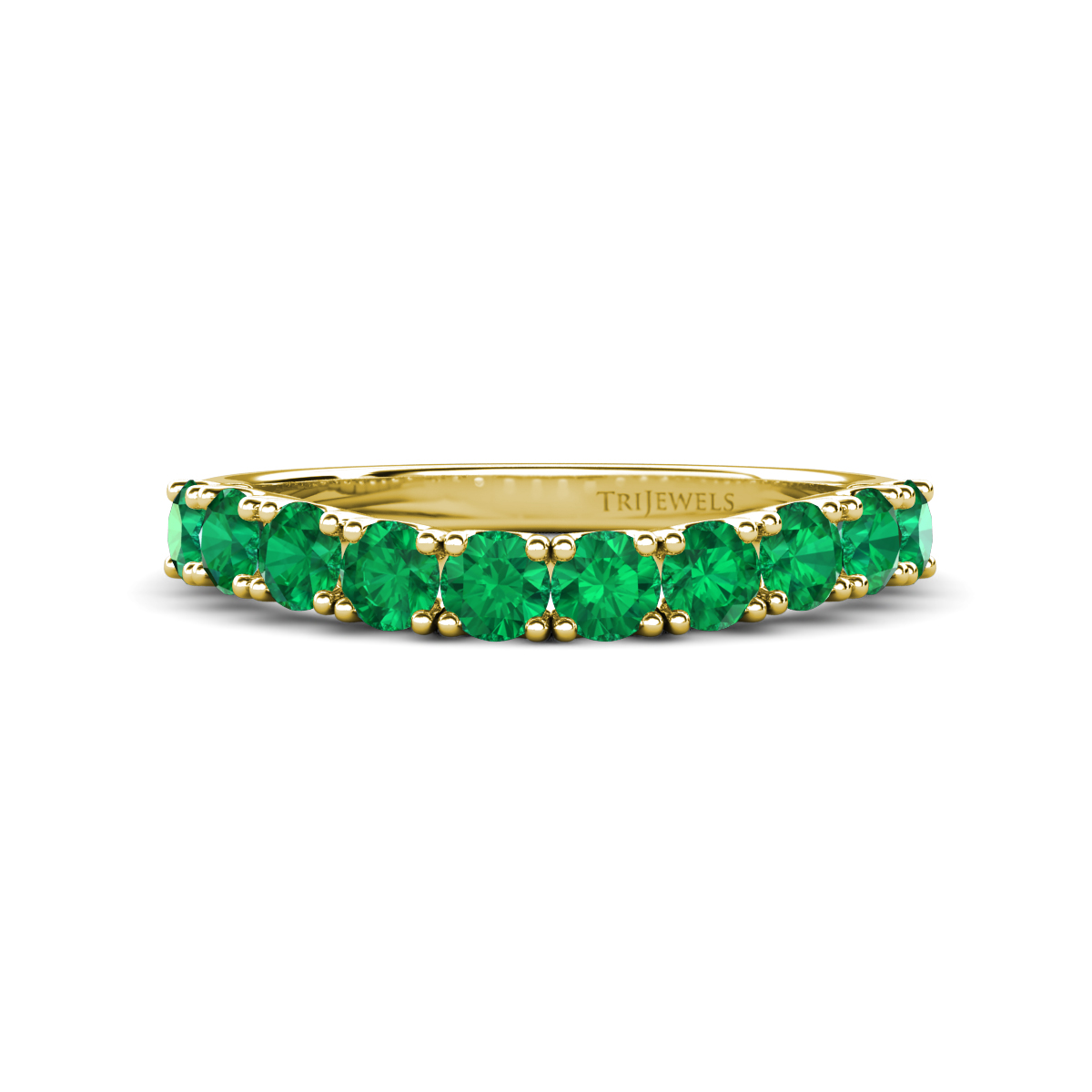 Zevara 0.75 ctw Round Emerald Women Stackable Curved Wedding Band 