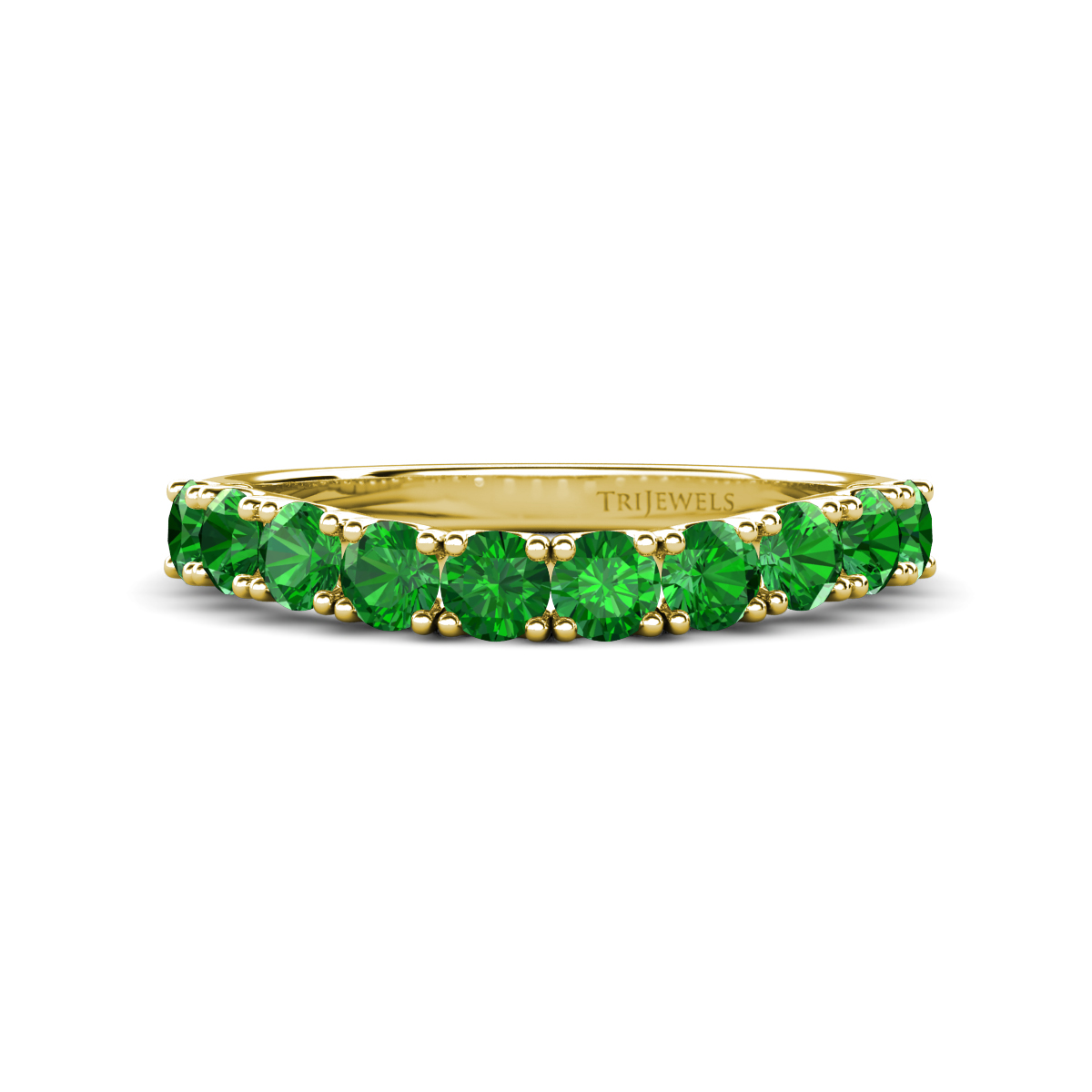 Zevara 1.05 ctw Round Green Garnet Women Stackable Curved Wedding Band 