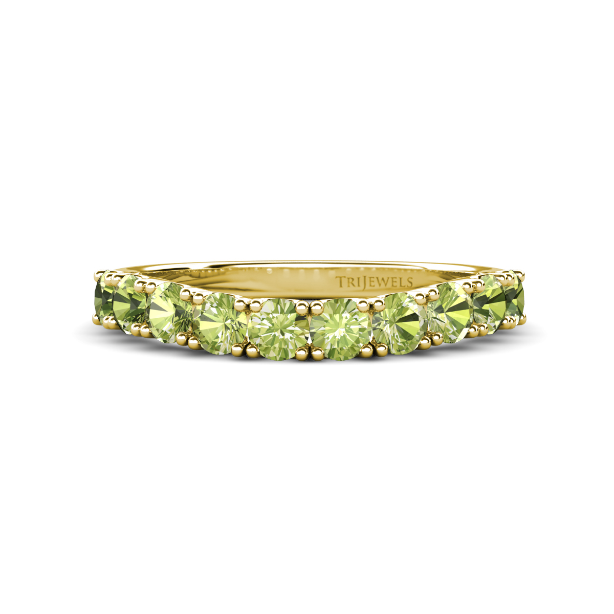 Zevara 1.05 ctw Round Peridot Women Stackable Curved Wedding Band 