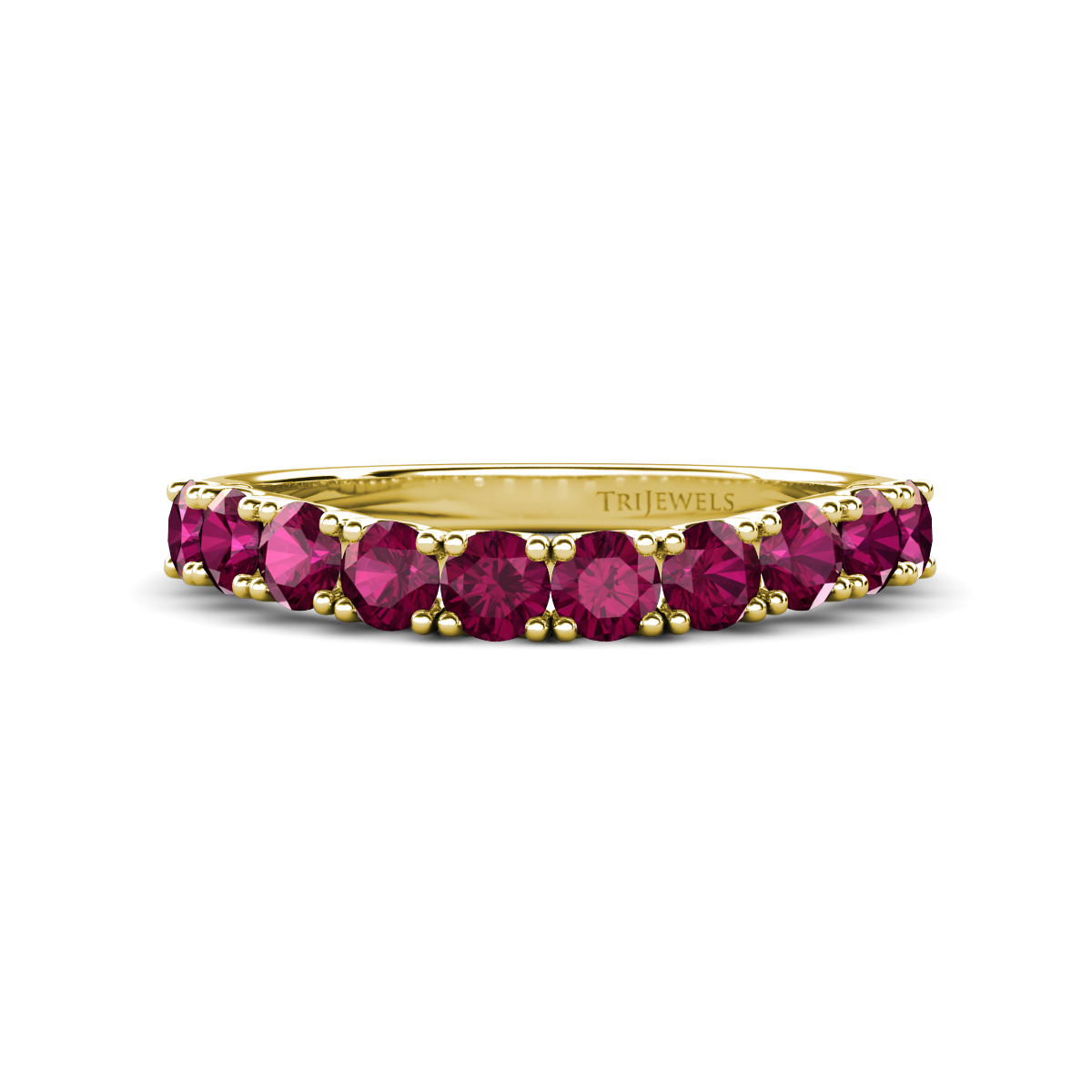 Zevara 1.05 ctw Round Rhodolite Garnet Women Stackable Curved Wedding Band 