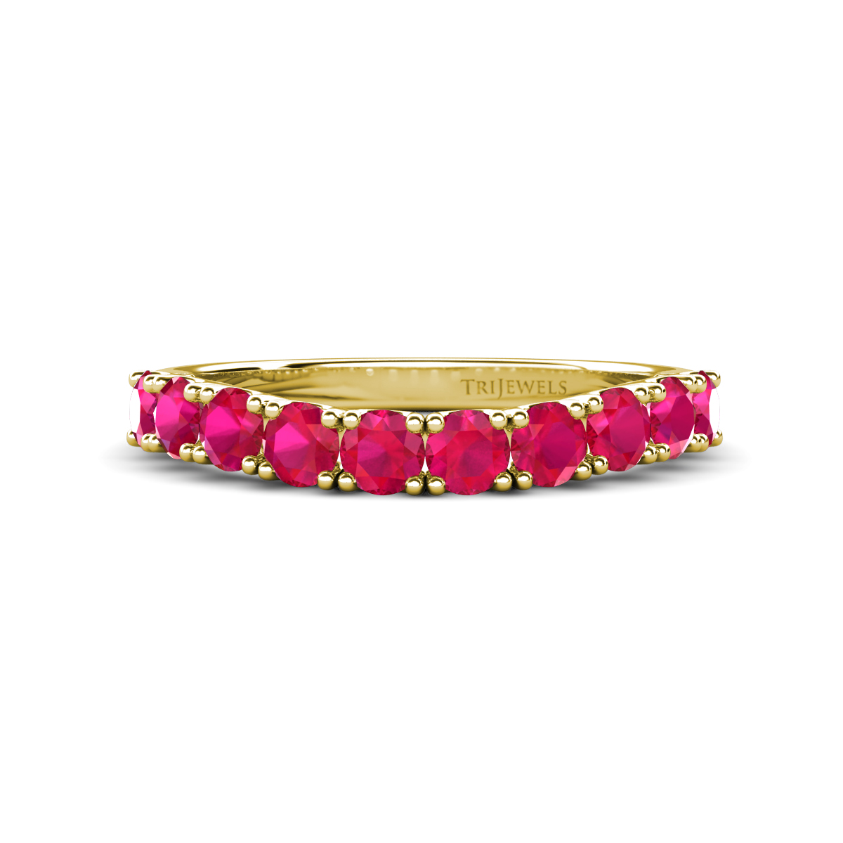 Zevara 0.95 ctw Round Ruby Women Stackable Curved Wedding Band 