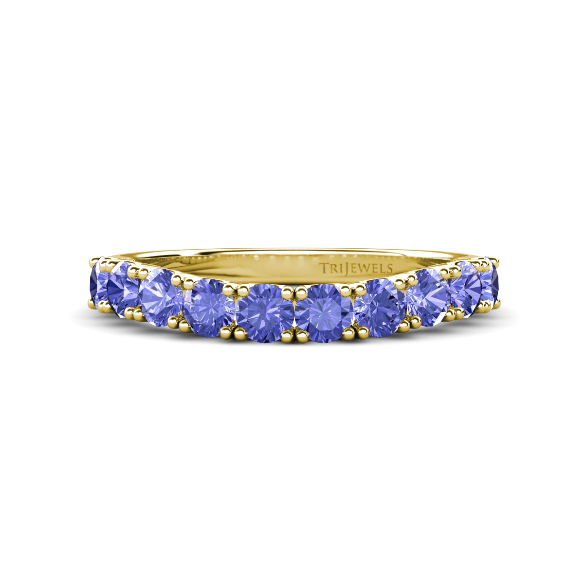 Zevara 0.90 ctw Round Tanzanite Women Stackable Curved Wedding Band 