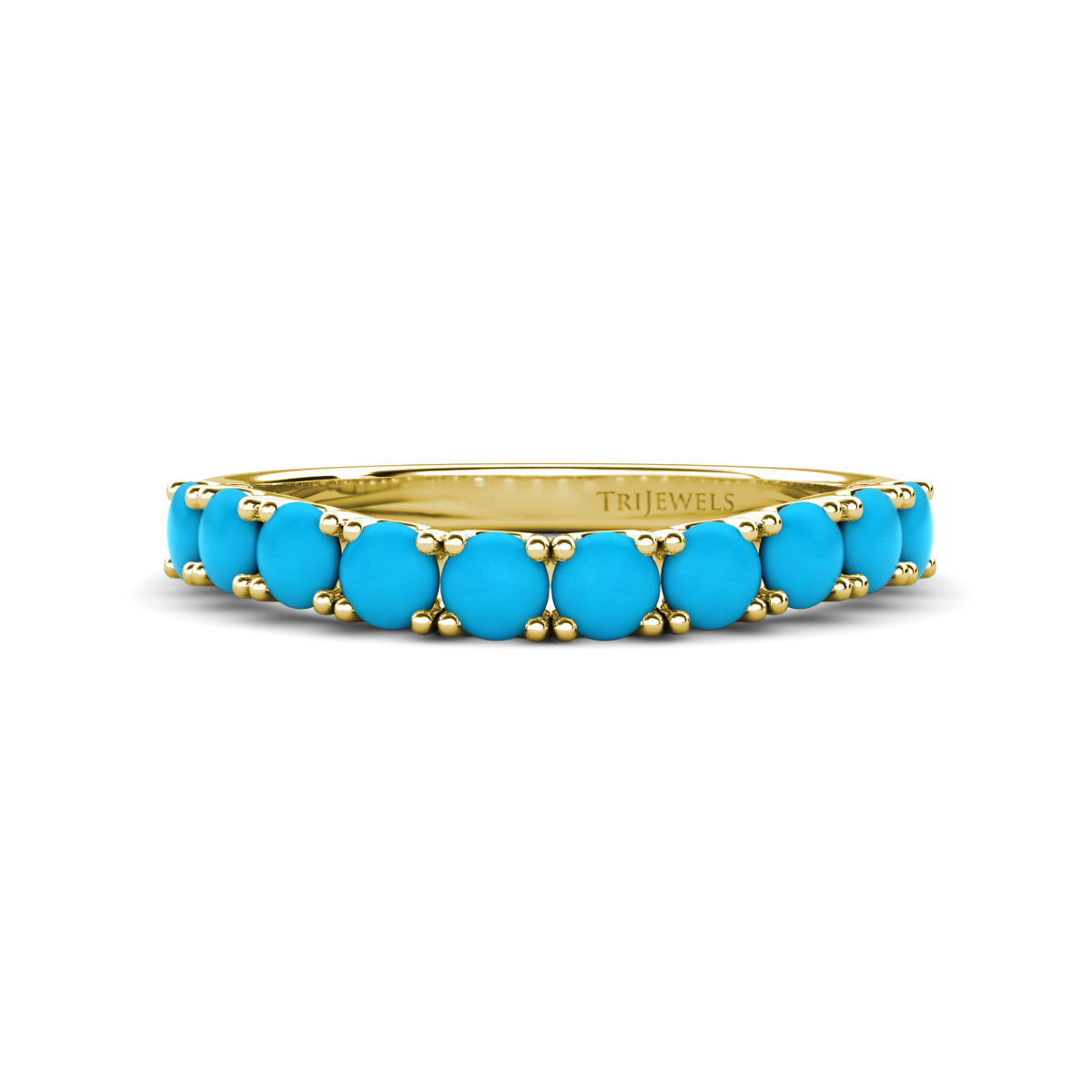 Zevara 0.70 ctw Round Turquoise Women Stackable Curved Wedding Band 