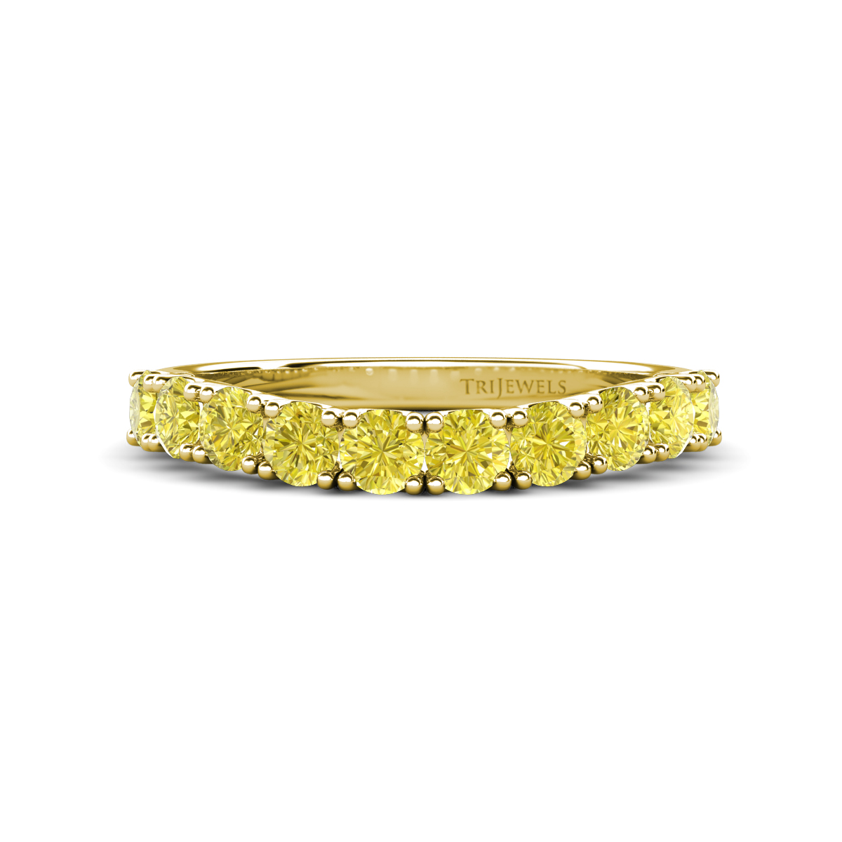 Zevara 0.90 ctw Round Yellow Diamond Women Stackable Curved Wedding Band 