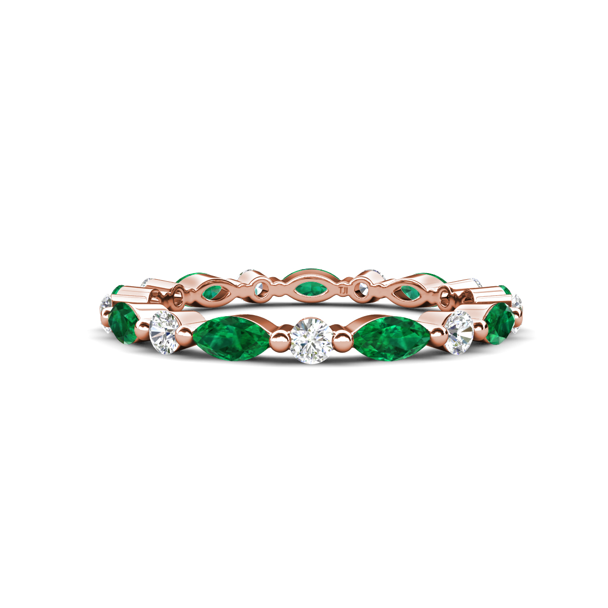 Mira 0.95 ctw Marquise Emerald and Round Lab Grown Diamond Women Stackable Eternity Band 