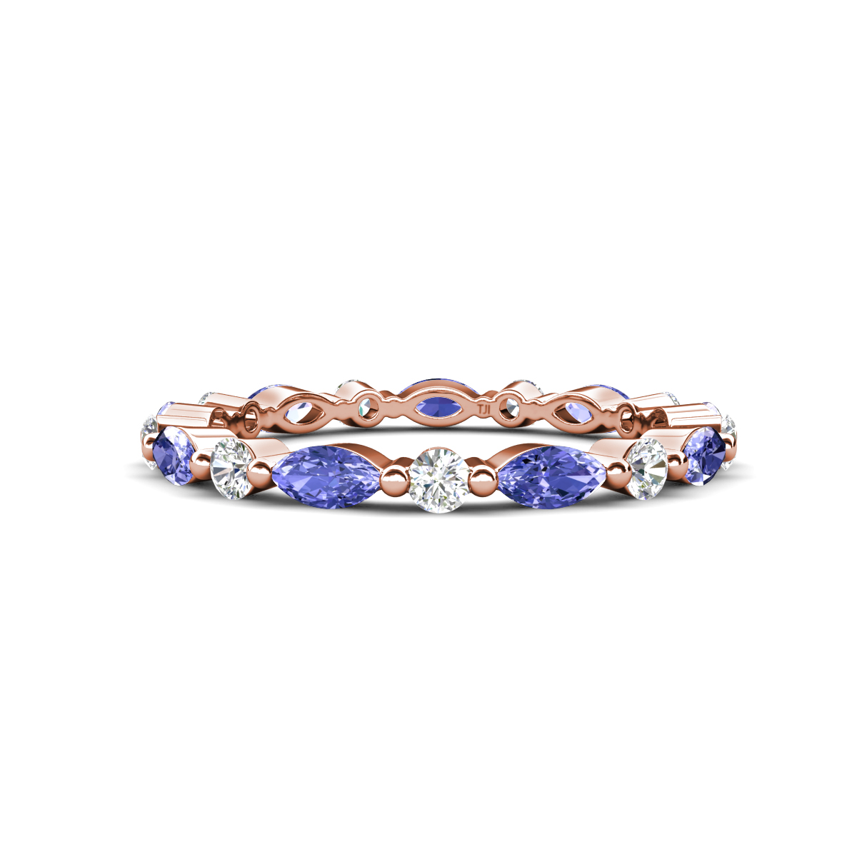 Mira 0.95 ctw Marquise Tanzanite and Round Lab Grown Diamond Women Stackable Eternity Band 