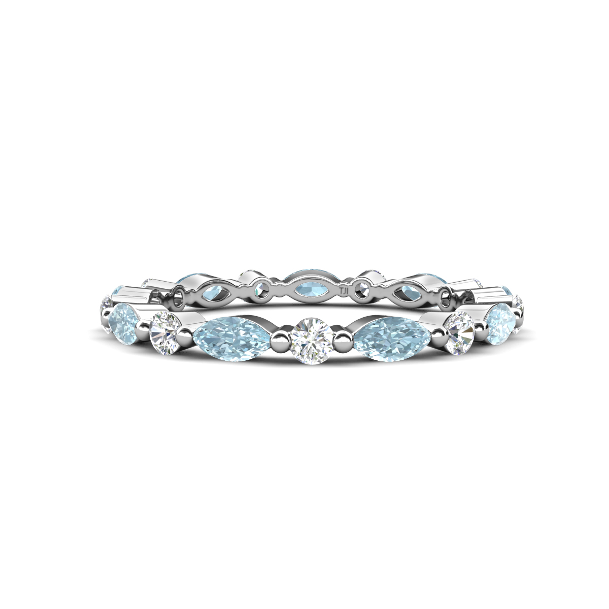Mira 0.95 ctw Marquise Aquamarine and Round Lab Grown Diamond Women Stackable Eternity Band 