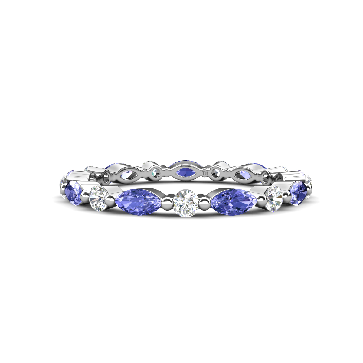 Mira 0.95 ctw Marquise Tanzanite and Round Lab Grown Diamond Women Stackable Eternity Band 