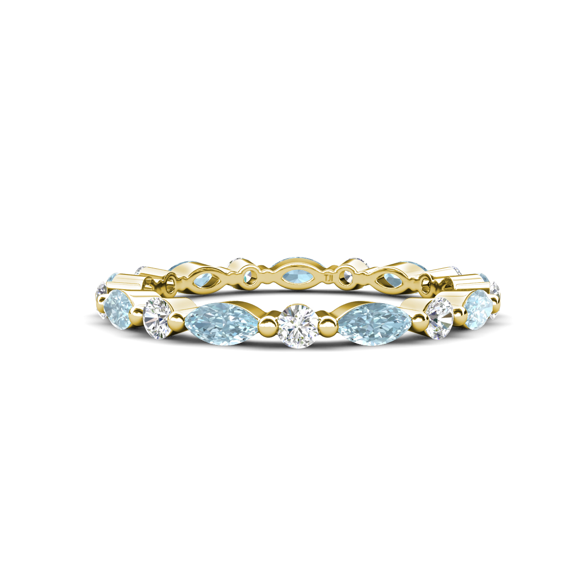 Mira 0.95 ctw Marquise Aquamarine and Round Lab Grown Diamond Women Stackable Eternity Band 