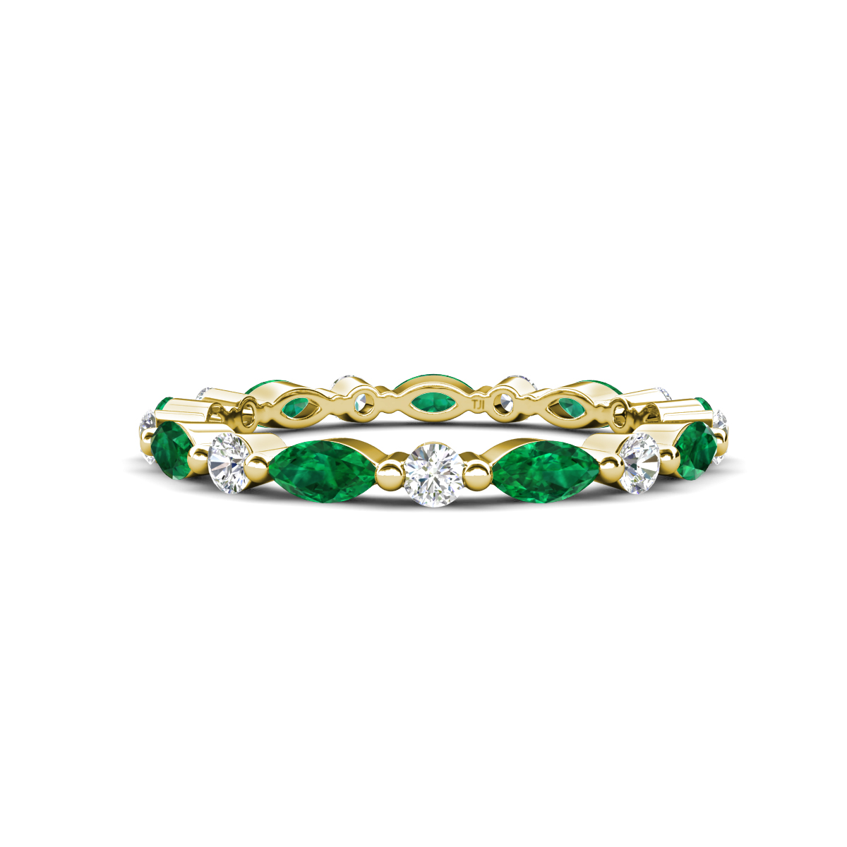 Mira 0.95 ctw Marquise Emerald and Round Lab Grown Diamond Women Stackable Eternity Band 
