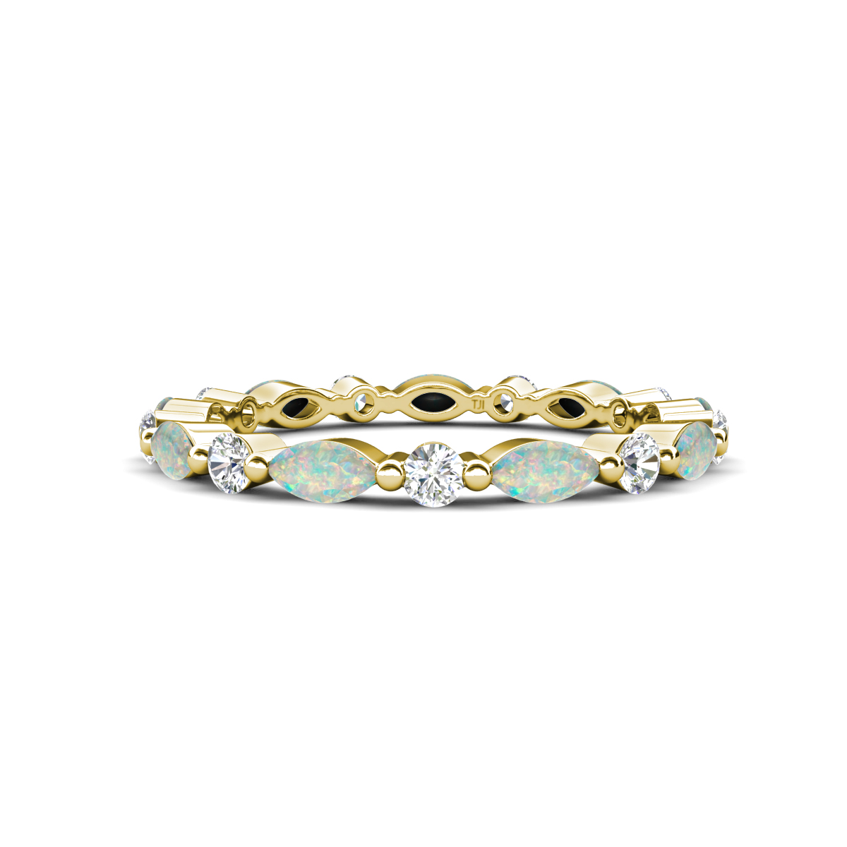 Mira 0.86 ctw Marquise Opal and Round Lab Grown Diamond Women Stackable Eternity Band 