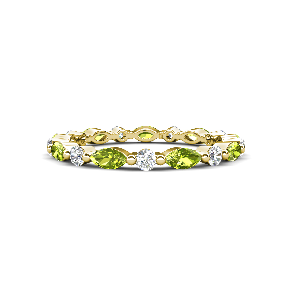 Mira 1.04 ctw Marquise Peridot and Round Lab Grown Diamond Women Stackable Eternity Band 