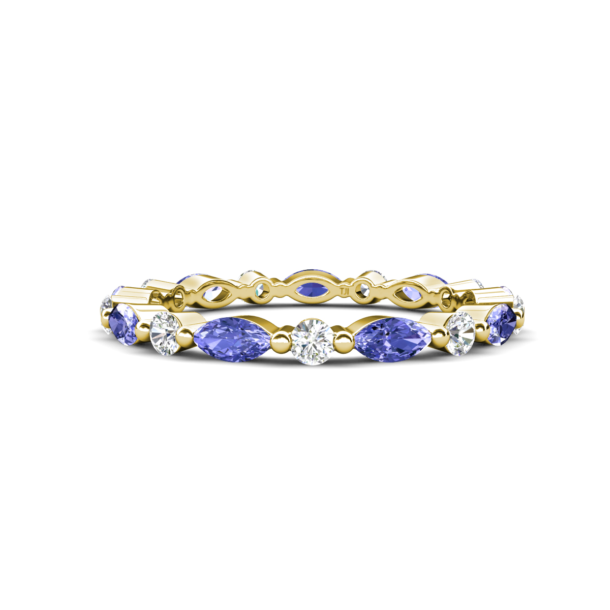Mira 0.95 ctw Marquise Tanzanite and Round Lab Grown Diamond Women Stackable Eternity Band 