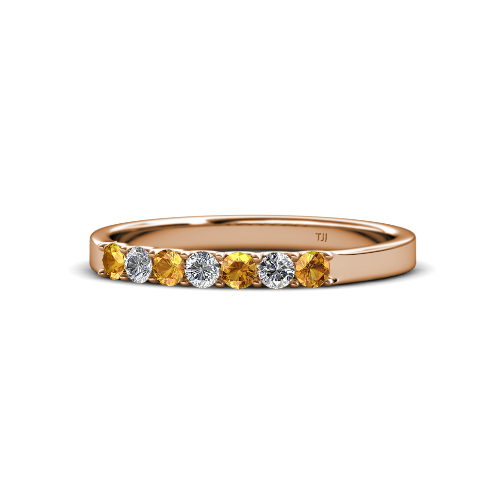 Fiala 2.40 mm Citrine and Diamond Wedding Band 